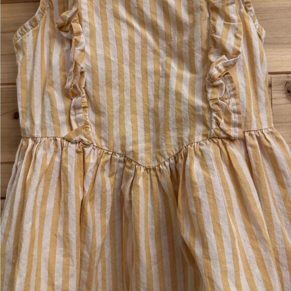Hanna Andersson Size 100/4 Mustard Yellow Pinstripe Sleeveless Dress - Picture 4 of 12